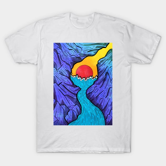 River Sea Cave T-Shirt by Swadeillustrations